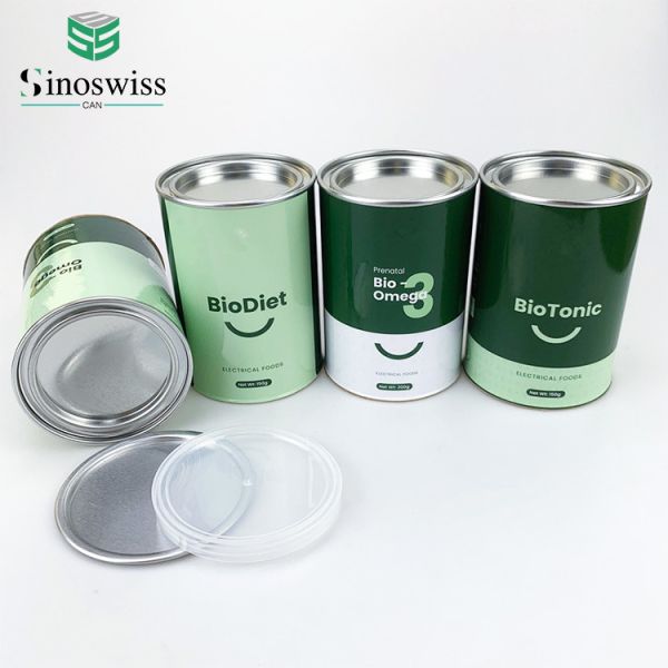 OEM Sizes Cylindrical Paper Container Paperboard Canister For Protein Powder